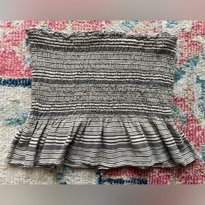 American Eagle Striped Cream Grey Cropped Tube Top Small